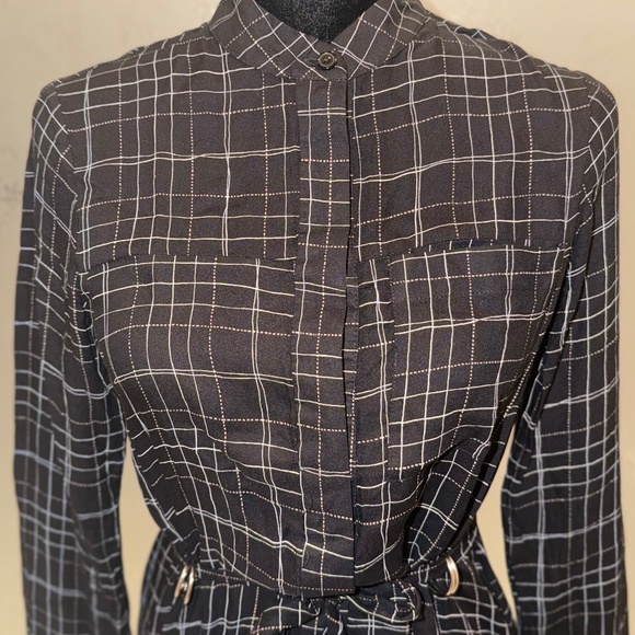 Topshop Long-sleeve Belted Shirtdress in Black - Picture 1 of 5